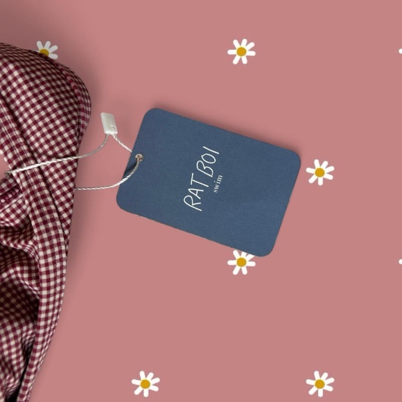 Rat Boi Women's Burgundy Gingham Swimsuit-one-piece - Picture 6 of 6